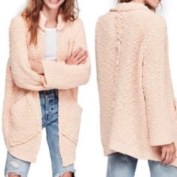 Free People Sweaters - Free People Waterfront Sweater Jacket in Peach